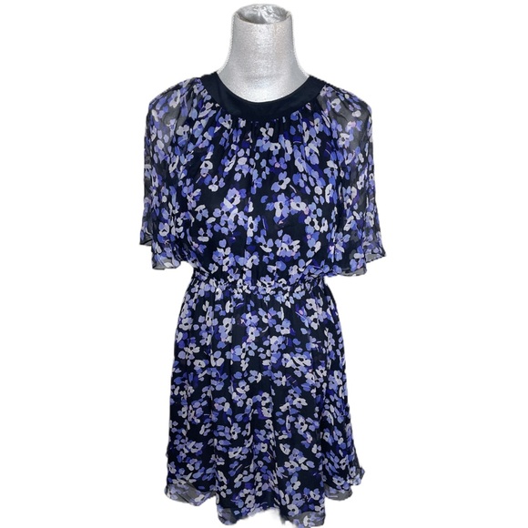 Kate Spade New York Hydrangea Floral Print Silk Chiffon Small Fit & Flare - Picture 2 of 7